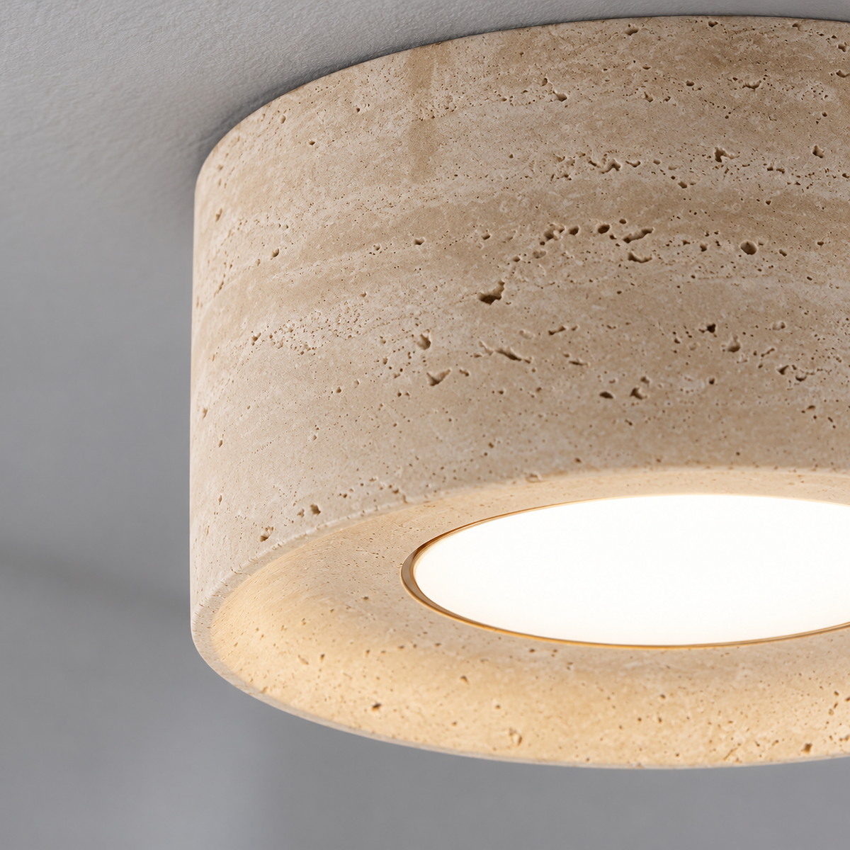 Textured cream drum ceiling light — detail, standard