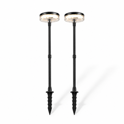 Swaying solar disc lights for garden borders — Black, catalog generous margins, illuminated