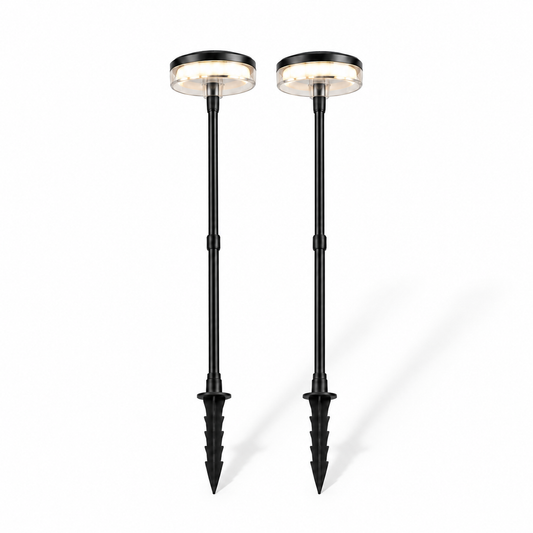 Swaying solar disc lights for garden borders — Black, catalog generous margins, illuminated
