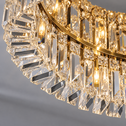 Double-ring crystal ceiling light in gold or chrome — detail, Gold / 8 lights (Diameter 60 cm)