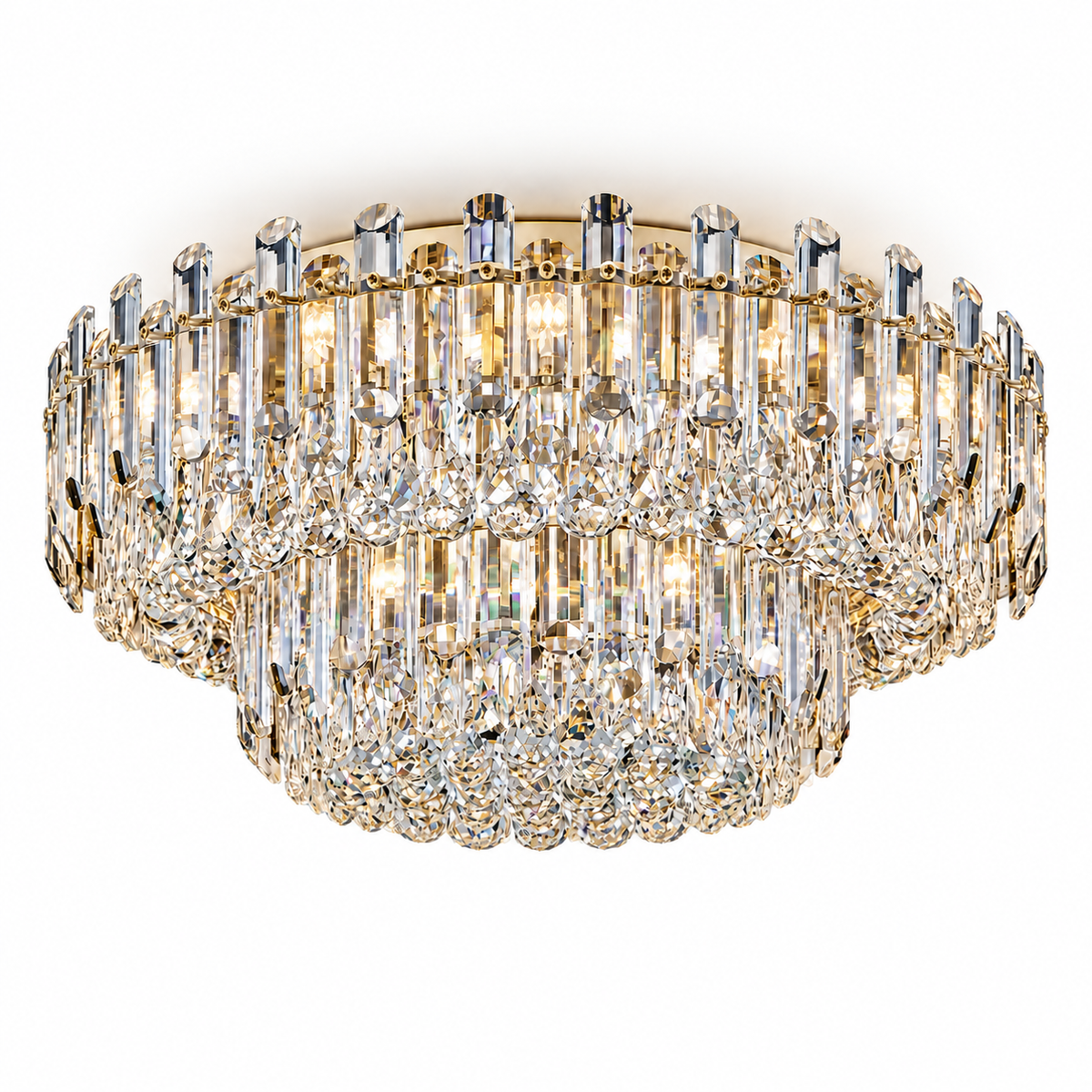 Crystal rod ceiling light with clear or tinted shades — cover, Clear (Style C) / Diameter 80 cm