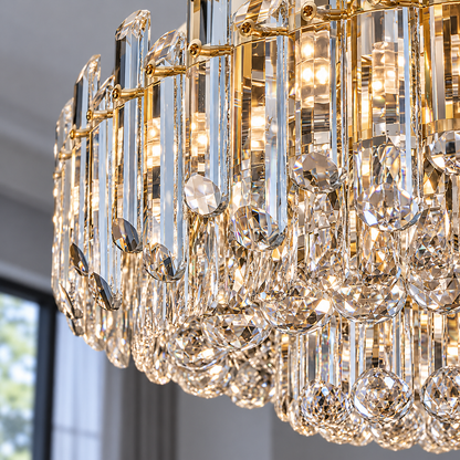 Crystal rod ceiling light with clear or tinted shades — detail, Clear (Style C) / Diameter 80 cm