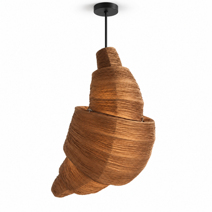 Croissant-shaped fabric pendant light — cover, coffee