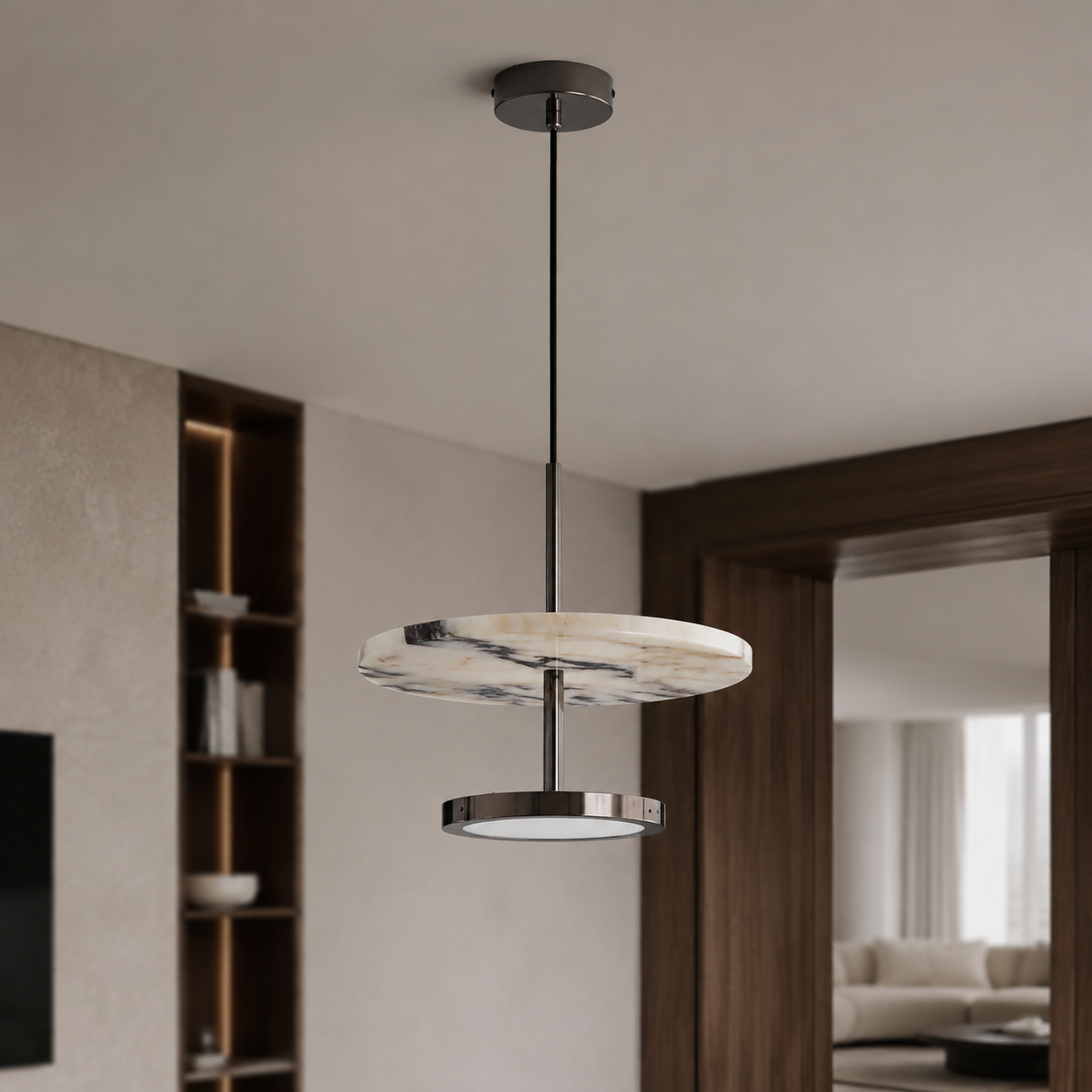 Alabaster modern lyxig pendellampa