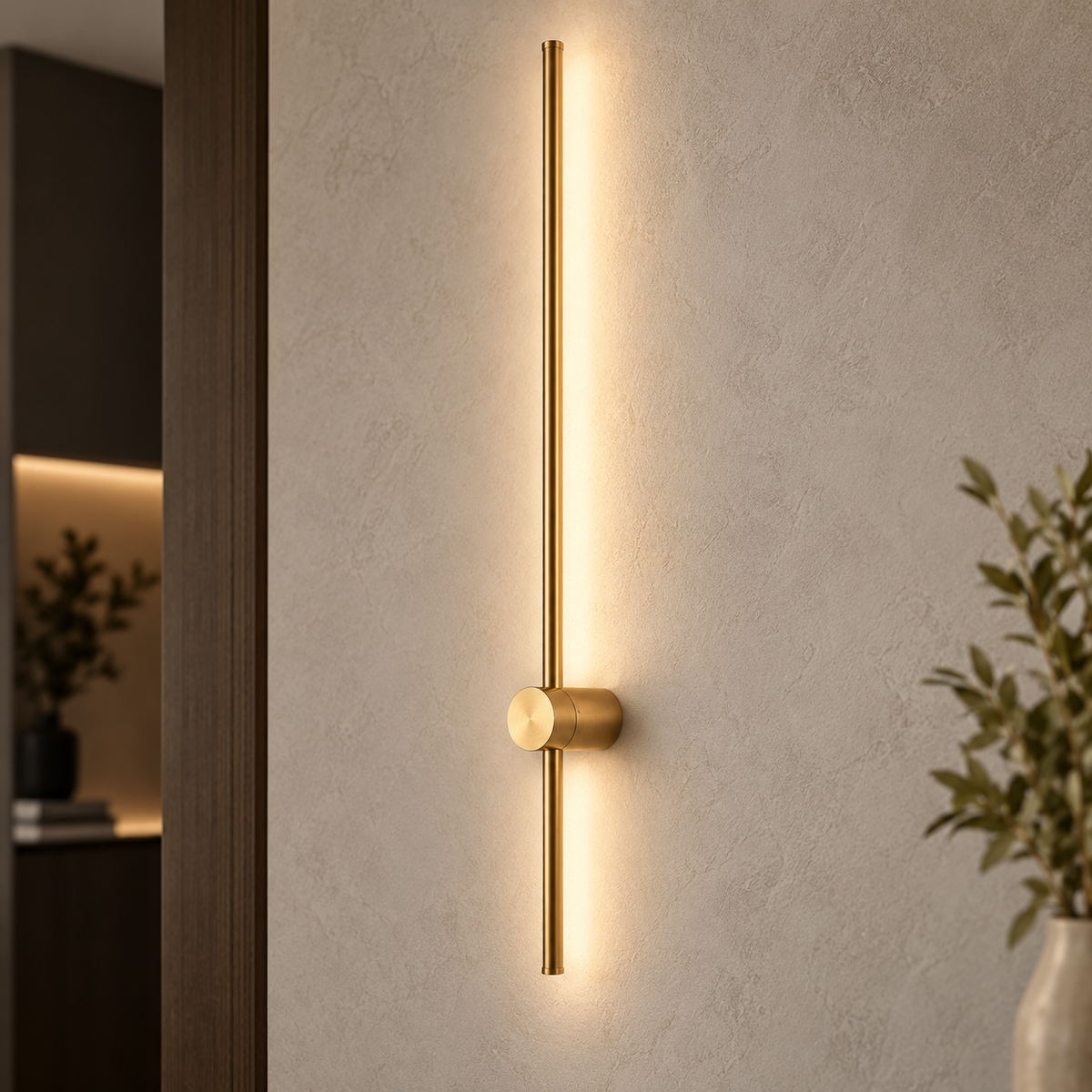 Minimalistische wandlamp in staafvorm