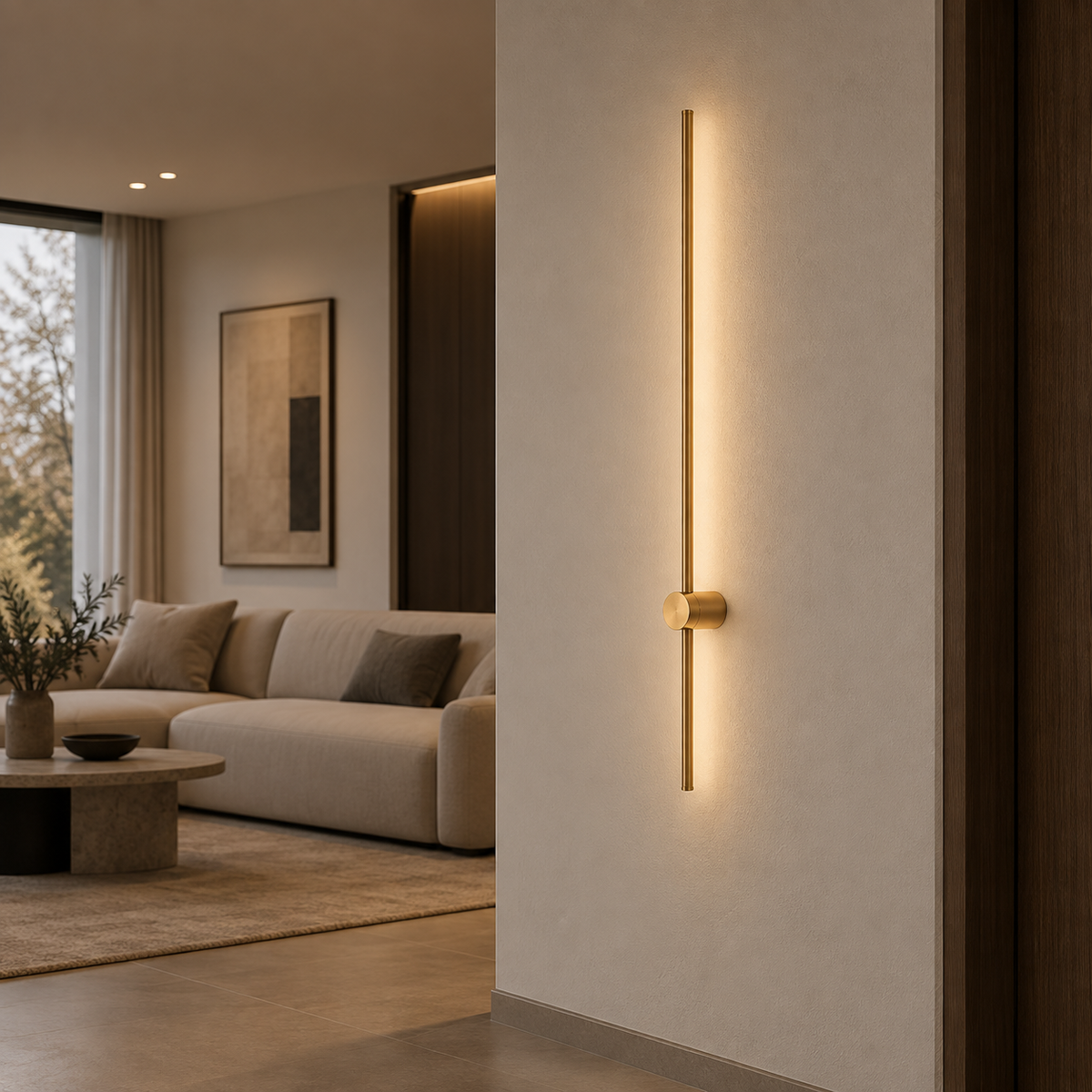 Minimalistische wandlamp in staafvorm