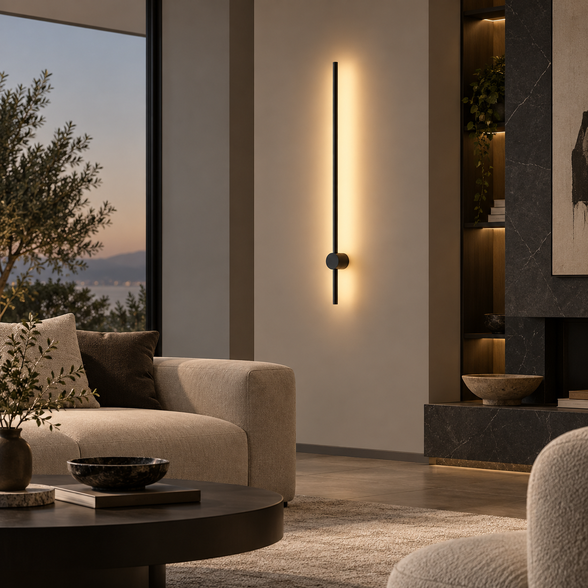 Minimalistische wandlamp in staafvorm