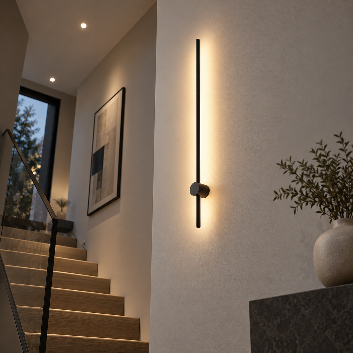 Minimalistische wandlamp in staafvorm
