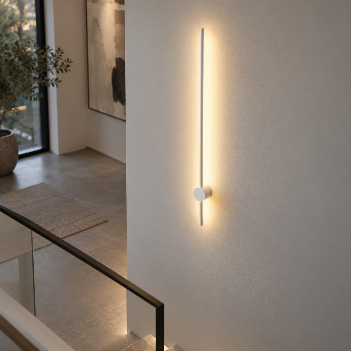 Minimalistische wandlamp in staafvorm