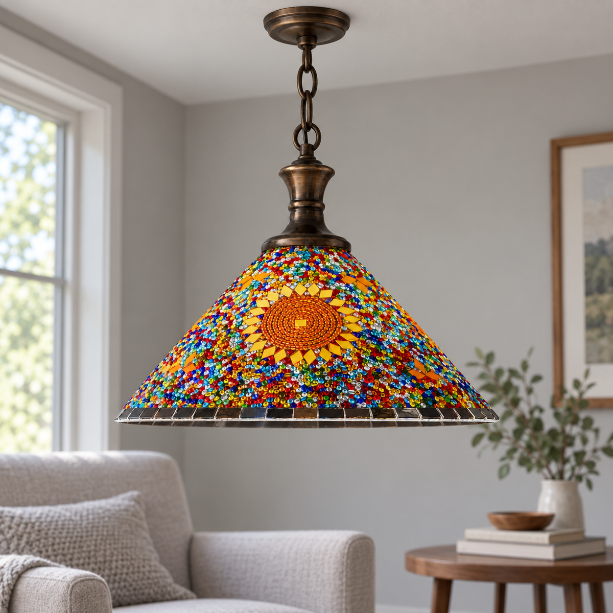 Style C | Diameter 30 cm pendant installed in a furnished interior