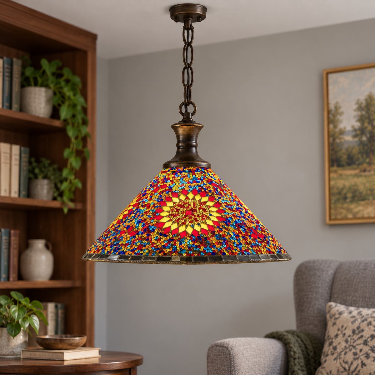 Style E | Diameter 30 cm pendant installed in a furnished interior