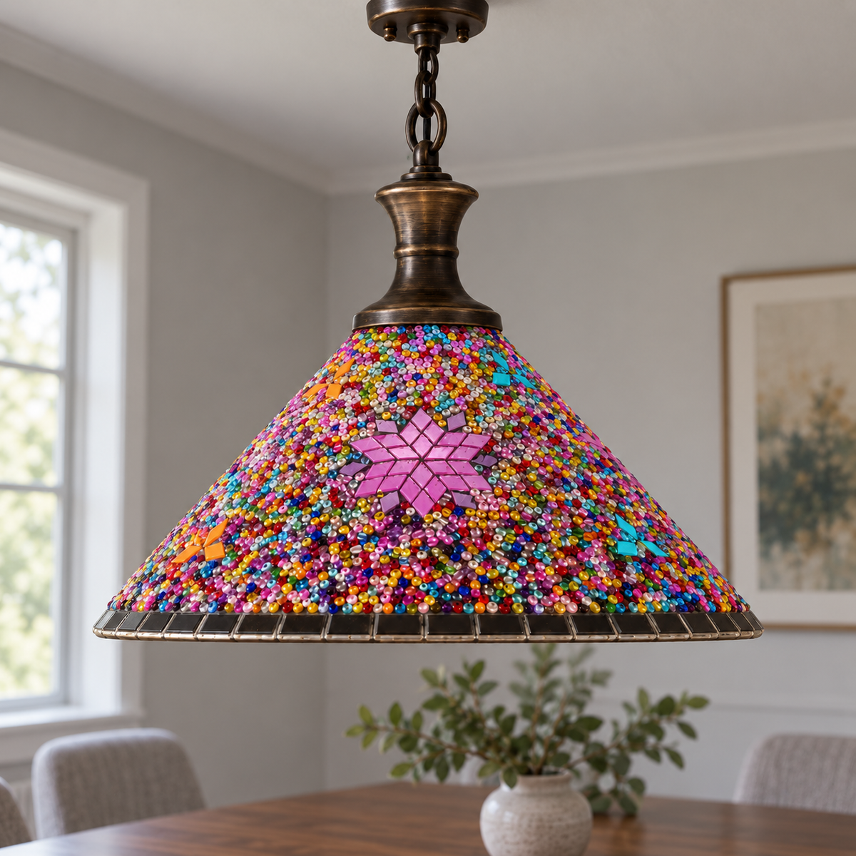 Style F | Diameter 30 cm pendant installed in a furnished interior