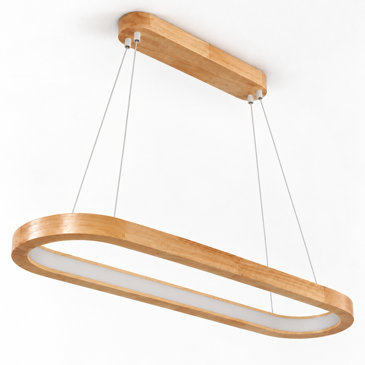 Solid wood oval pendant with an open centre — white catalog