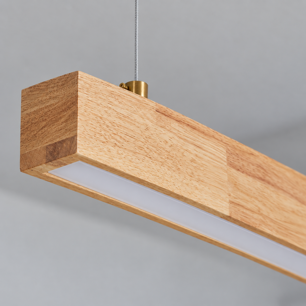 Rubberwood linear pendant — detail closeup