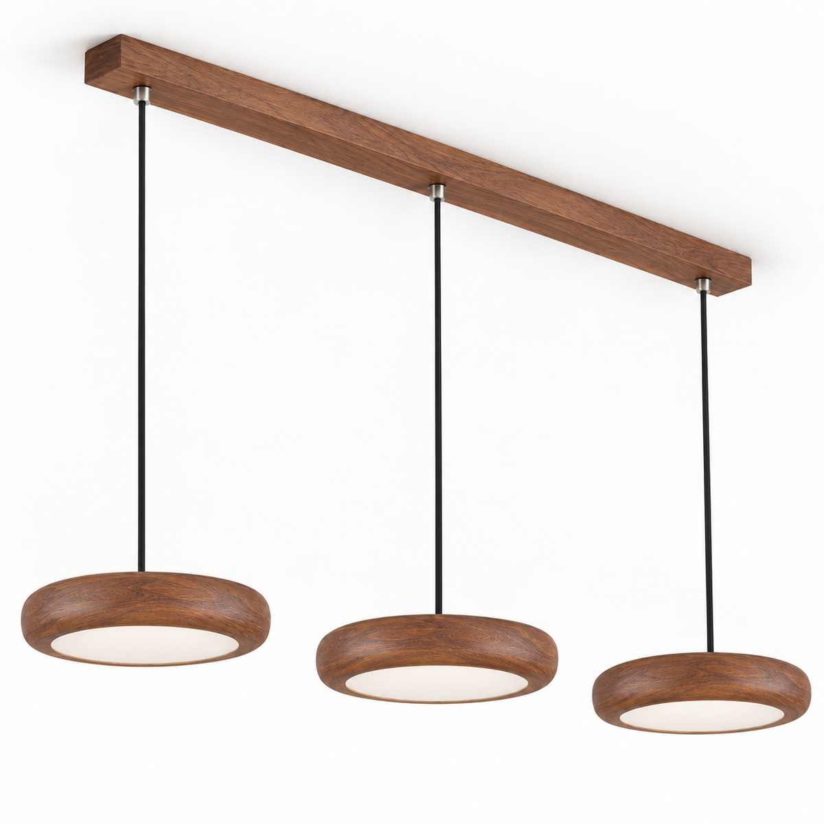 Slim disc pendant in a rich walnut effect finish — white catalog