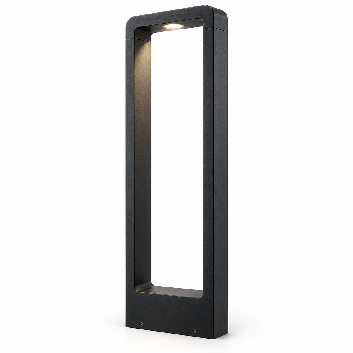 Black open frame aluminium garden bollard, 60 cm, on white background