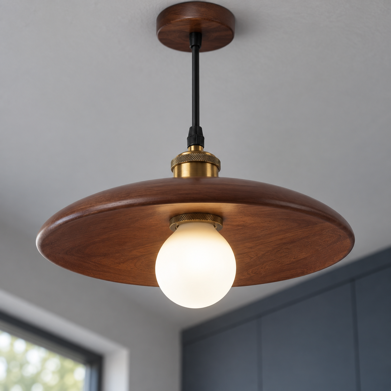 Scandinavische houten hanglamp