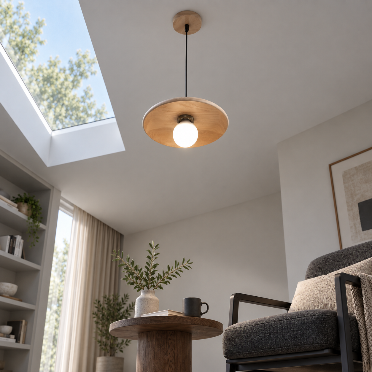 Scandinavische houten hanglamp
