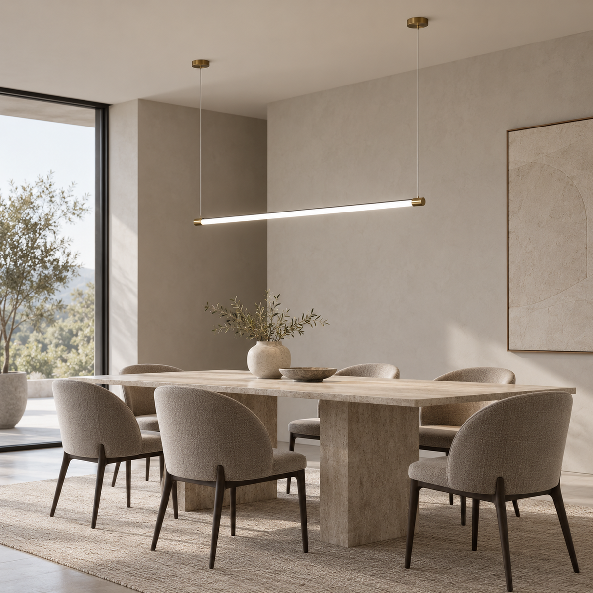 Minimalistisk barformad pendellampa med guldfinish