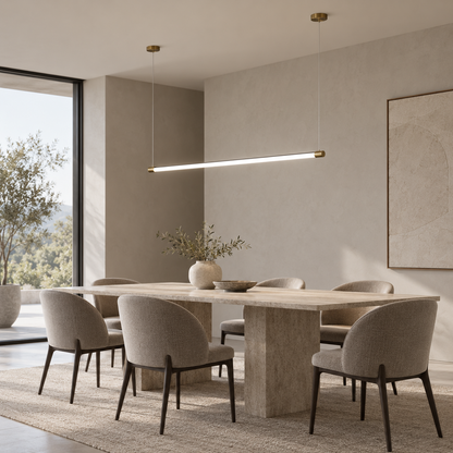 Minimalistisk barformad pendellampa med guldfinish