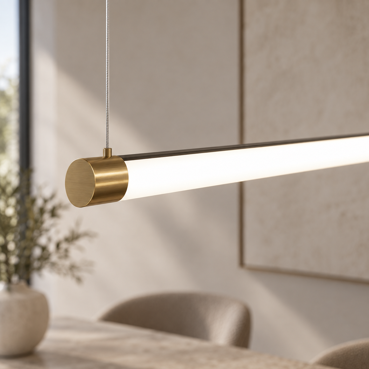 Minimalistisk barformad pendellampa med guldfinish