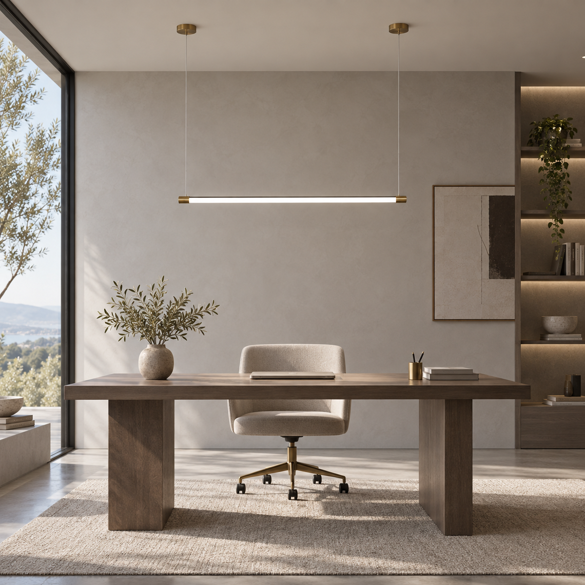 Minimalistisk barformad pendellampa med guldfinish
