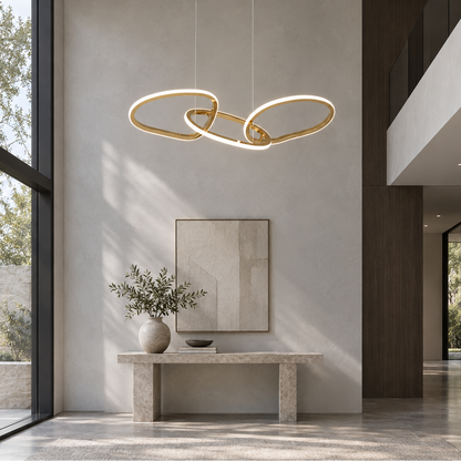 Modern LED Oval Circle Pendant Light with golden finish
