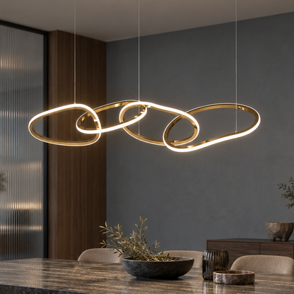 Modern LED Oval Circle Pendant Light with golden finish