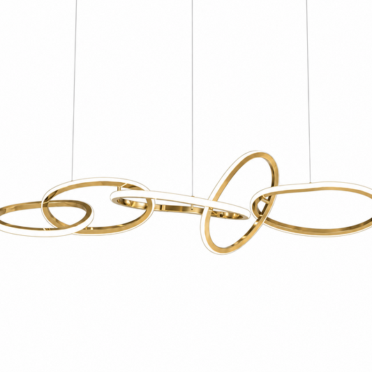 Modern LED Oval Circle Pendant Light with golden finish