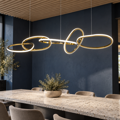 Modern LED Oval Circle Pendant Light with golden finish