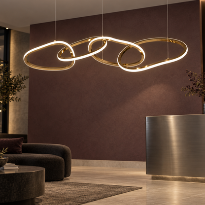 Modern LED Oval Circle Pendant Light with golden finish