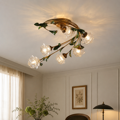 Retro grön taklampa i franskt glas