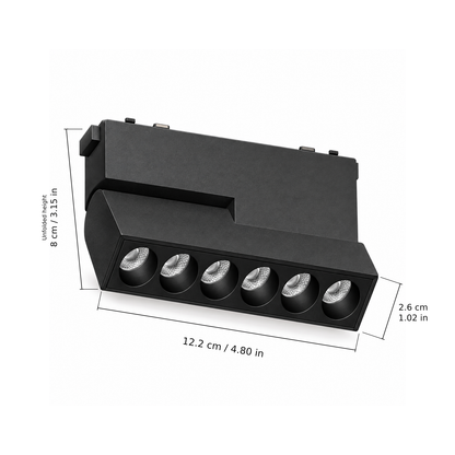 Folding grille · 10W, Black. Edge measurements: 12.2 cm / 4.80 in; Unfolded height: 8 cm / 3.15 in; 2.6 cm / 1.02 in.