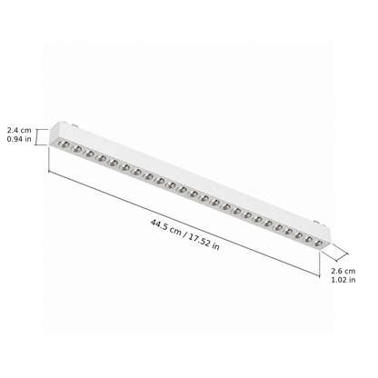 Grille light · 24W, White. Edge measurements: 44.5 cm / 17.52 in; 2.4 cm / 0.94 in; 2.6 cm / 1.02 in.