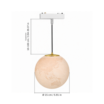 Pendant B · 6W, White. Edge measurements: Suspension: 10–100 cm / 3.94–39.37 in; Ø 15 cm / 5.91 in.