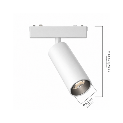 Spotlight · 18W, White. Edge measurements: Upright height: 13.8 cm / 5.43 in; Ø 5.5 cm / 2.17 in.