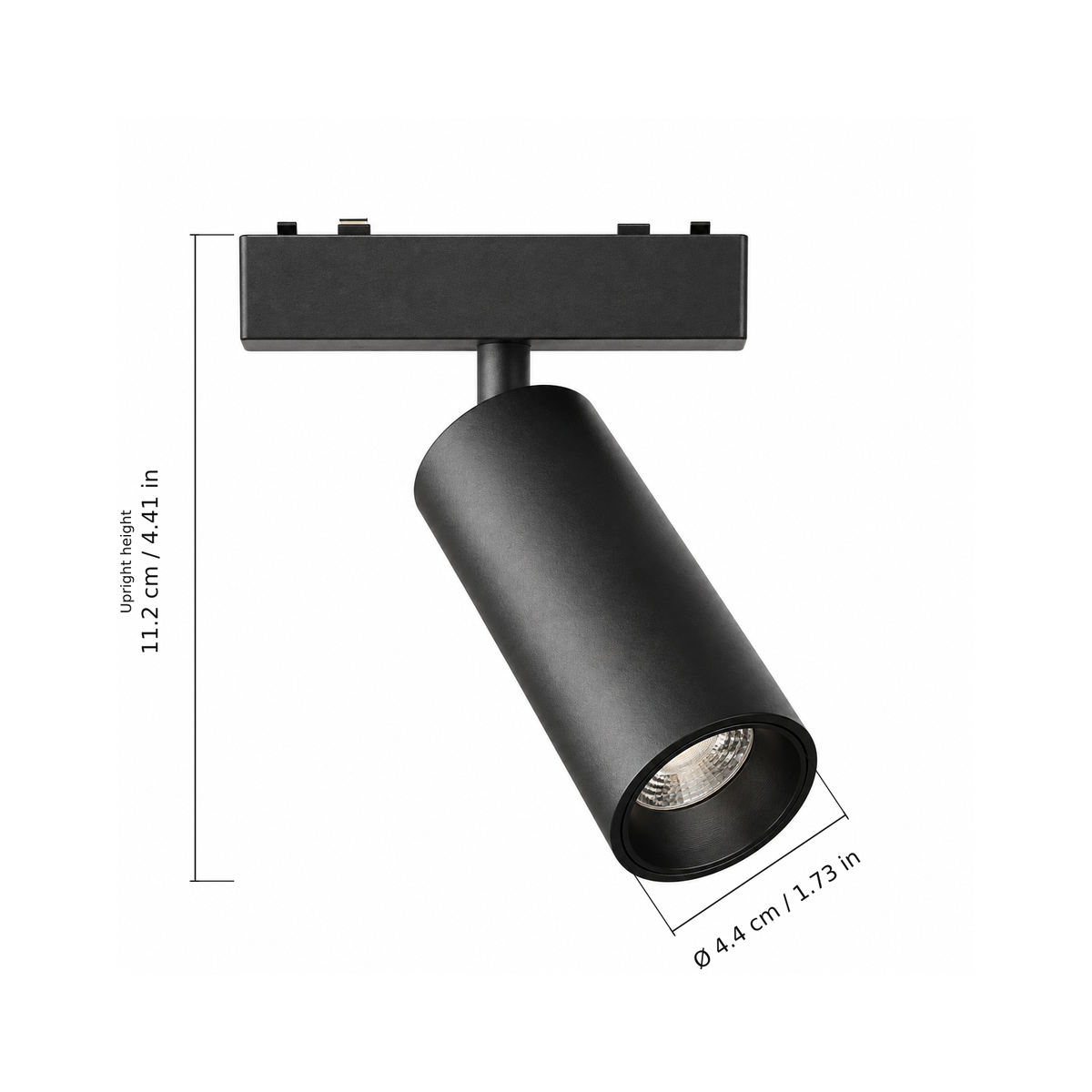 Spotlight · 9W, Black. Edge measurements: Upright height: 11.2 cm / 4.41 in; Ø 4.4 cm / 1.73 in.