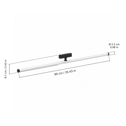 Tube floodlight · 30W, Black. Edge measurements: 90 cm / 35.43 in; Ø 2.5 cm / 0.98 in; 8.7 cm / 3.43 in.