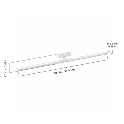 Tube floodlight · 30W, White. Edge measurements: 90 cm / 35.43 in; Ø 2.5 cm / 0.98 in; 8.7 cm / 3.43 in.