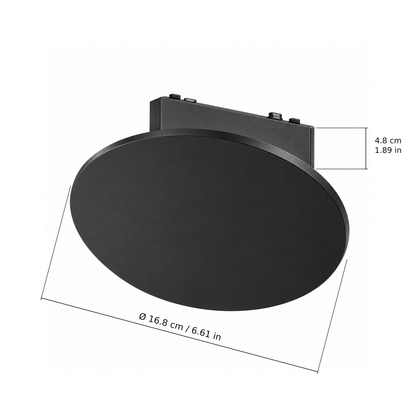 Wall light · 9W, Black. Edge measurements: Ø 16.8 cm / 6.61 in; 4.8 cm / 1.89 in.