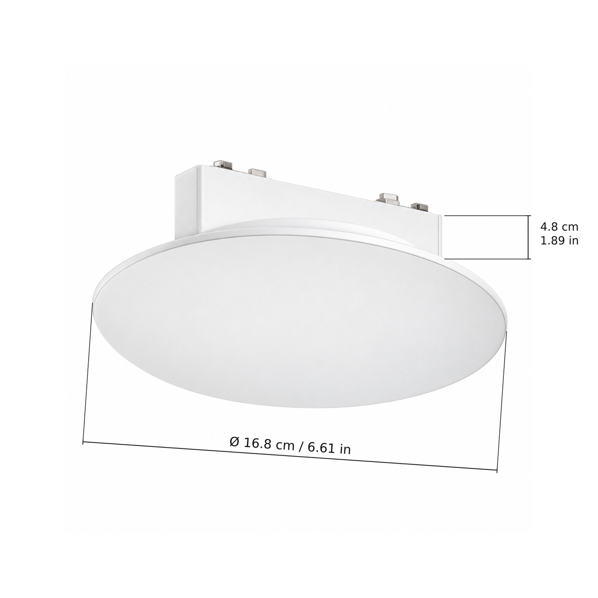 Wall light · 9W, White. Edge measurements: Ø 16.8 cm / 6.61 in; 4.8 cm / 1.89 in.
