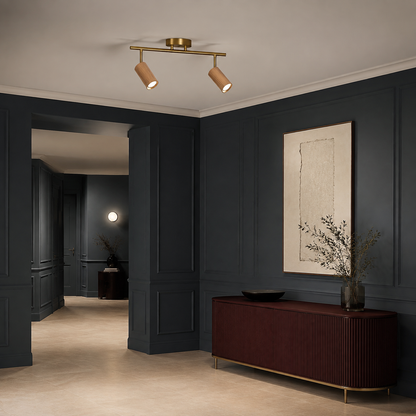 LUXELY Flurstrahler aus Messing und Nussbaum