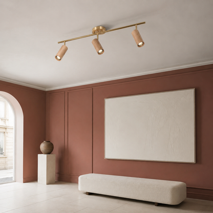 LUXELY Flurstrahler aus Messing und Nussbaum