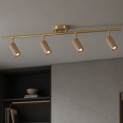 LUXELY Flurstrahler aus Messing und Nussbaum