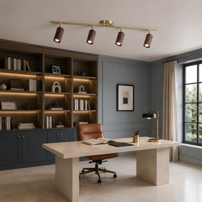 LUXELY Flurstrahler aus Messing und Nussbaum