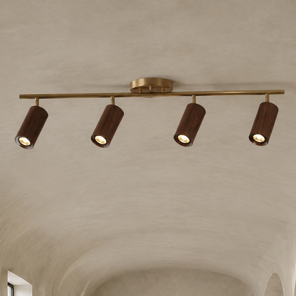 LUXELY Flurstrahler aus Messing und Nussbaum