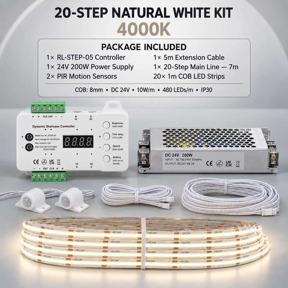 Stairs Lighting with strip motion sensor switch