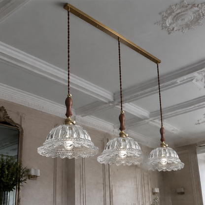 French vintage design pendant lights with brass base