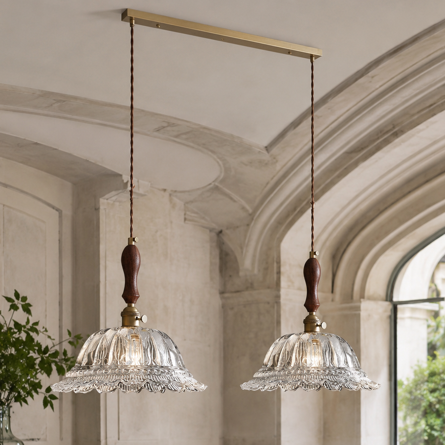French vintage design pendant lights with brass base