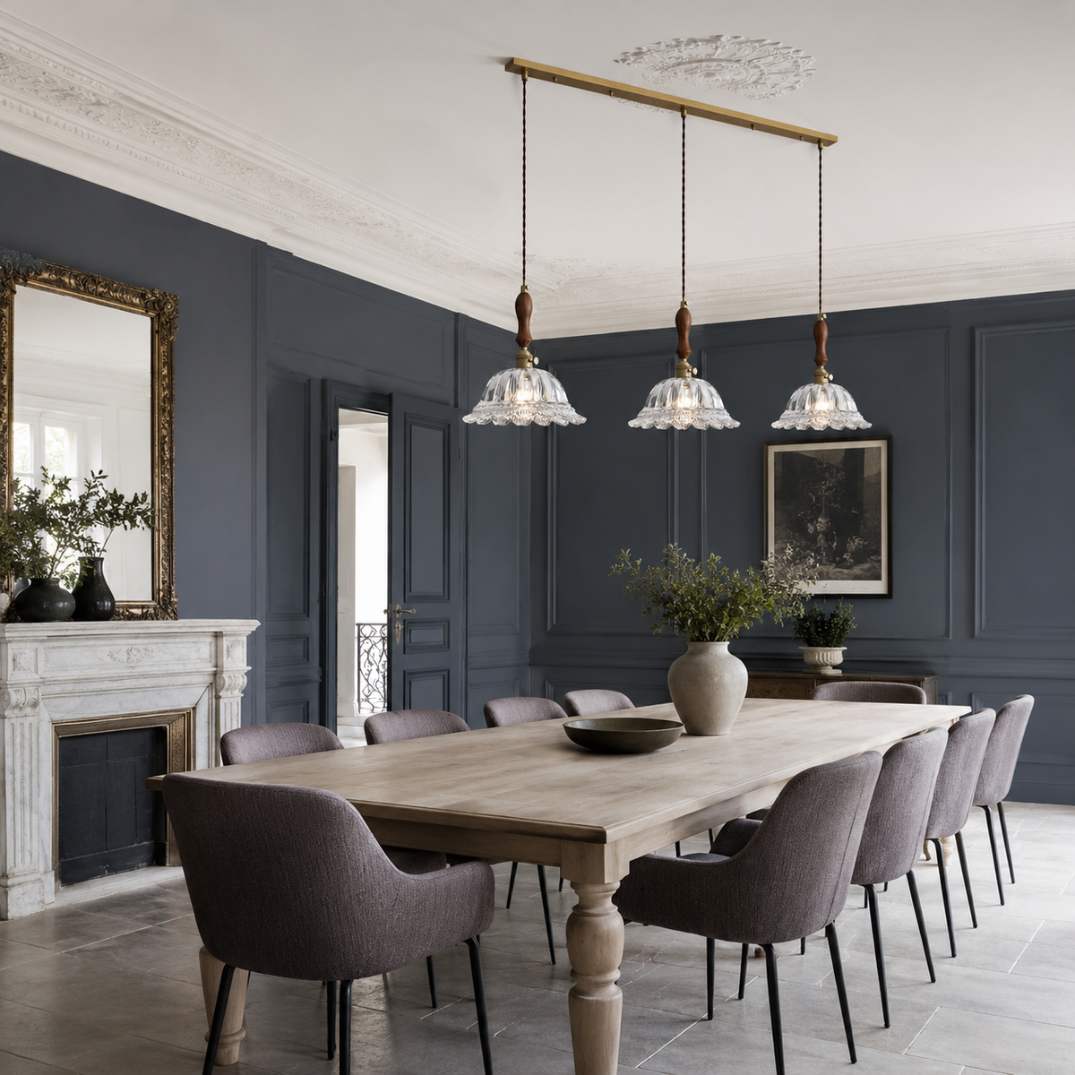 French vintage design pendant lights with brass base